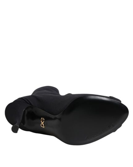 Dolce & Gabbana Black Stiletto Heels Lace Up Boots Shoes