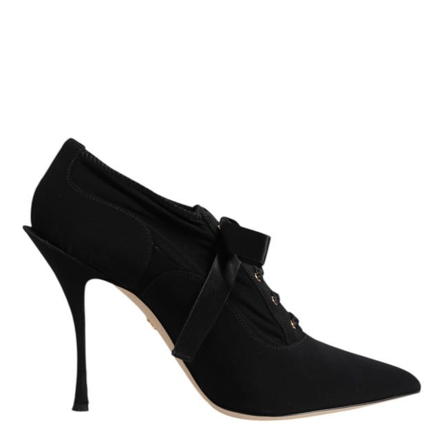 Dolce & Gabbana Black Lace Up Stiletto Heels Pumps Shoes