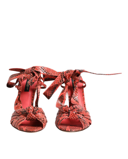 Dolce & Gabbana Coral Python Leather Heels Sandals Shoes