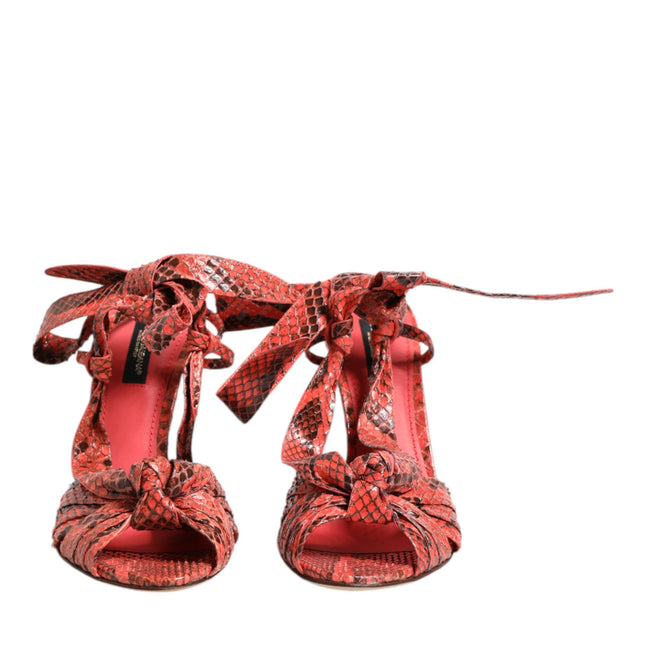 Dolce & Gabbana Coral Python Leather Heels Sandals Shoes