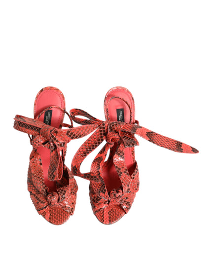 Dolce & Gabbana Coral Python Leather Heels Sandals Shoes