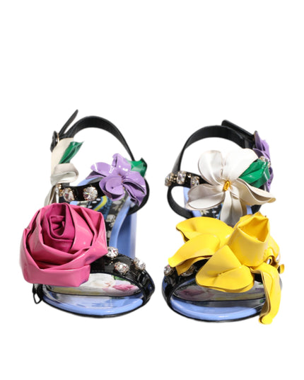 Dolce & Gabbana Multicolor Floral Crystal KEIRA Sandals Shoes