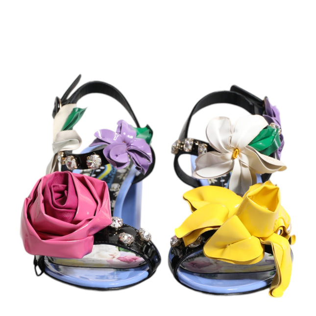 Dolce & Gabbana Multicolor Floral Crystal KEIRA Sandals Shoes