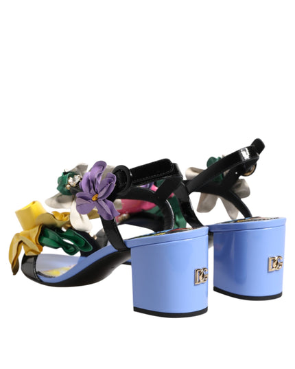 Dolce & Gabbana Multicolor Floral Crystal KEIRA Sandals Shoes