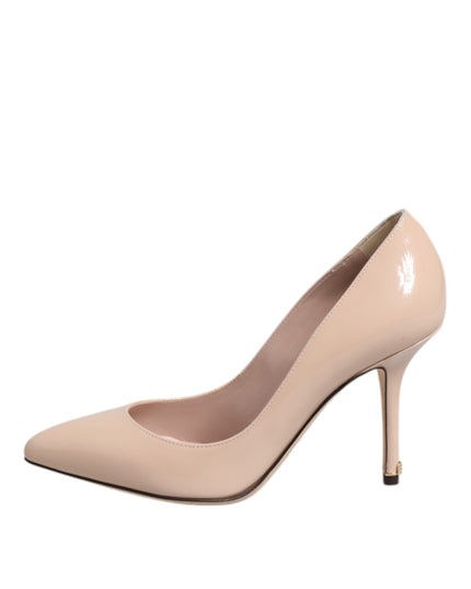 Dolce & Gabbana Beige Patent Leather Stiletto Heel Pumps Shoes