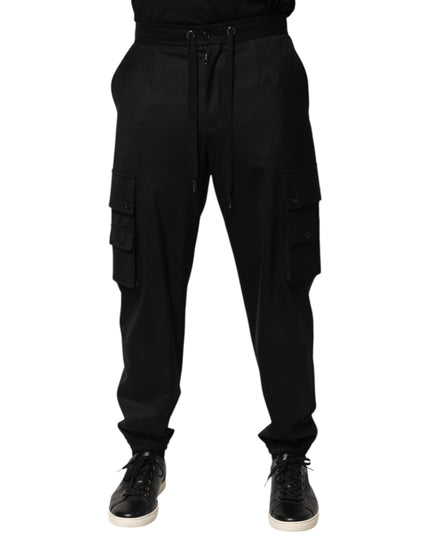 Dolce & Gabbana Solid Black Cargo Jogger Men Sweatpants Pants