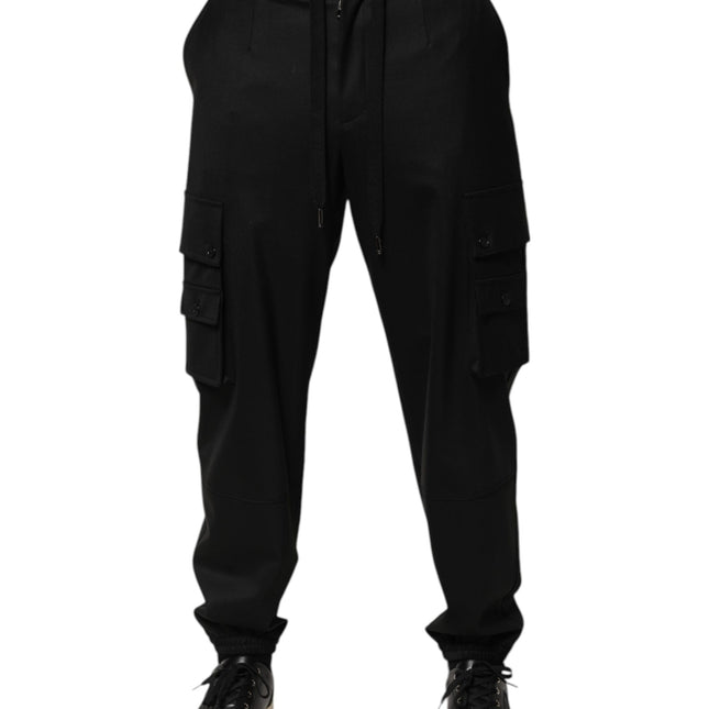 Dolce & Gabbana Solid Black Cargo Jogger Men Sweatpants Pants