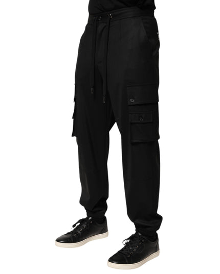 Dolce & Gabbana Solid Black Cargo Jogger Men Sweatpants Pants