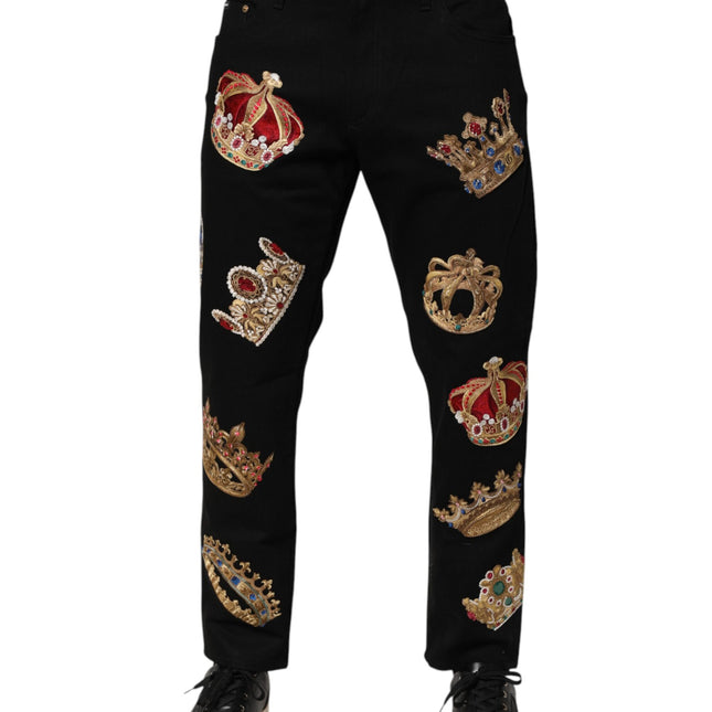 Dolce & Gabbana Black Baroque Royal Men Dress Trouser Pants