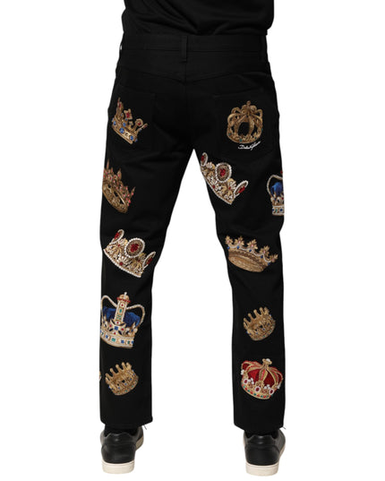 Dolce & Gabbana Black Baroque Royal Men Dress Trouser Pants