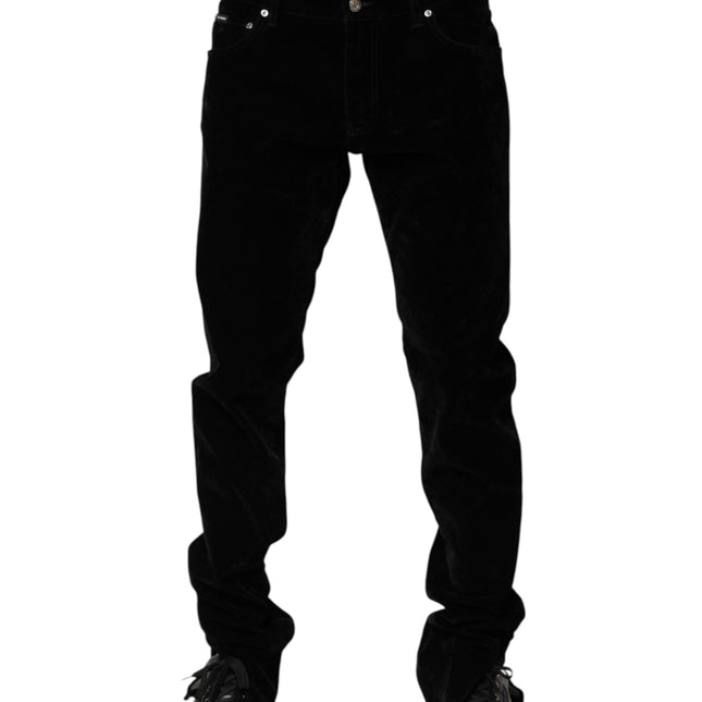 Dolce & Gabbana Black Cotton Men Dress Formal Trouser Pants