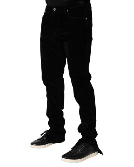 Dolce & Gabbana Black Cotton Men Dress Formal Trouser Pants