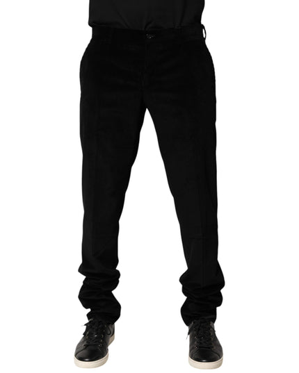 Dolce & Gabbana Black Cotton Men Dress Formal Trouser Pants