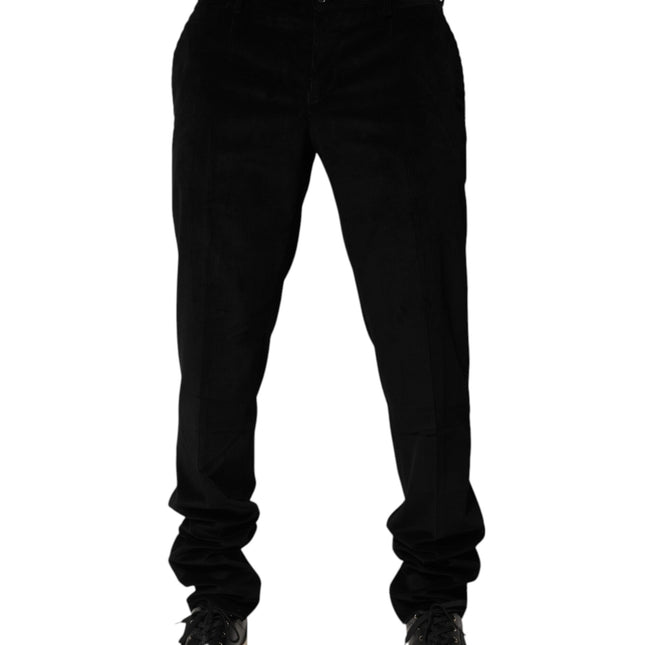 Dolce & Gabbana Black Cotton Men Dress Formal Trouser Pants