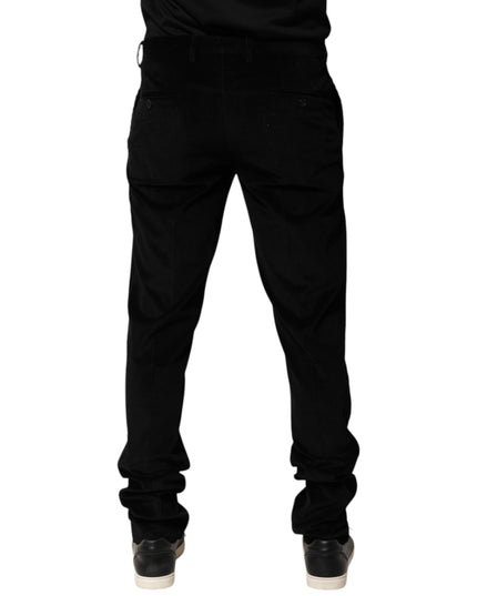Dolce & Gabbana Black Cotton Men Dress Formal Trouser Pants