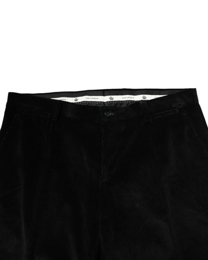 Dolce & Gabbana Black Cotton Men Dress Formal Trouser Pants