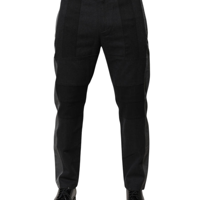 Dolce & Gabbana Black Gray Cotton Dress Formal Trouser Pants