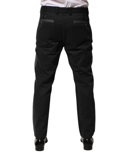 Dolce & Gabbana Black Gray Cotton Dress Formal Trouser Pants