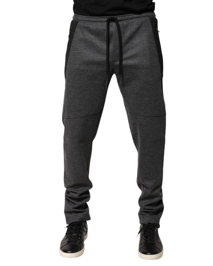 Dolce & Gabbana Gray Black Wool Blend Jogger Sweatpants  Pants