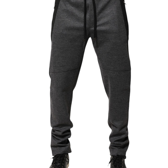Dolce & Gabbana Gray Black Wool Blend Jogger Sweatpants  Pants