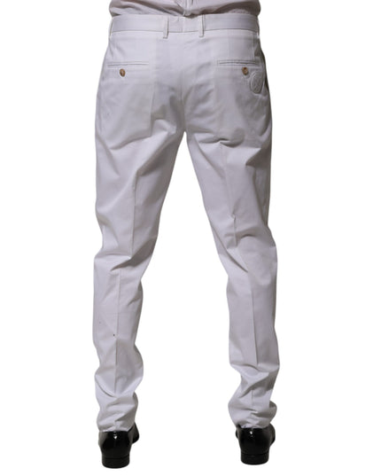 Dolce & Gabbana White Cotton Dress Slim Formal Trouser Pants