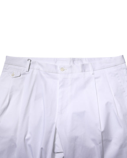 Dolce & Gabbana White Cotton Dress Slim Formal Trouser Pants
