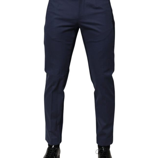 Dolce & Gabbana Blue Cotton Tapered Men Formal Trousers Pants