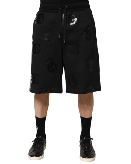 Dolce & Gabbana Black Logo Cotton Bermuda Sweatshorts Shorts