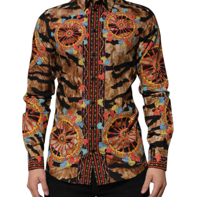 Dolce & Gabbana GOLD Cotton Tiger Carretto Long Sleeve Shirt