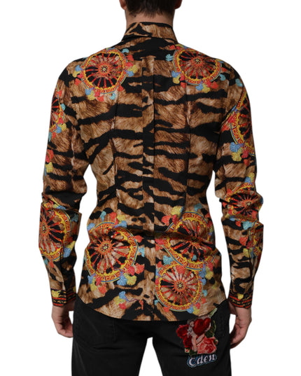 Dolce & Gabbana GOLD Cotton Tiger Carretto Long Sleeve Shirt