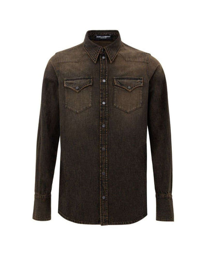 Dolce & Gabbana Brown Denim Shirt