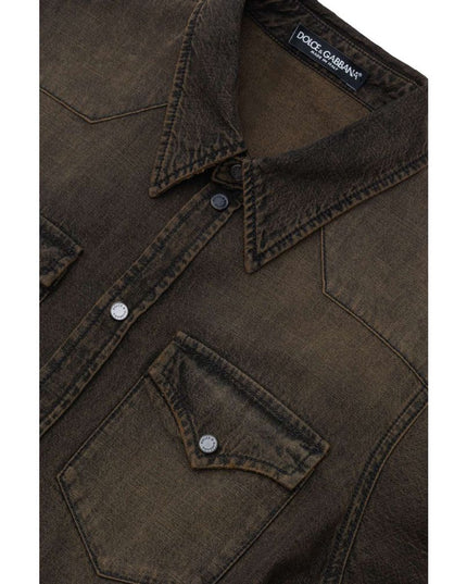 Dolce & Gabbana Brown Denim Shirt