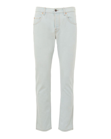 Gucci Blue Cotton Relaxed Fit Jeans