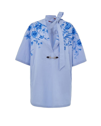Gucci Blue Cotton Pattern Shirt