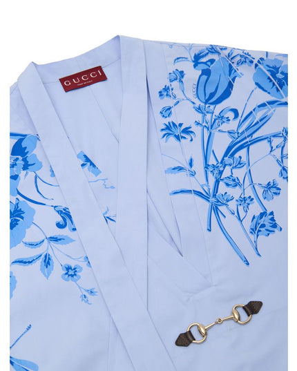 Gucci Blue Cotton Pattern Shirt