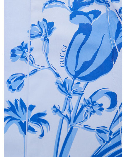 Gucci Blue Cotton Pattern Shirt