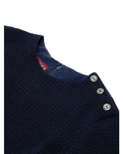Gucci Navy Blue Wool Short Dress