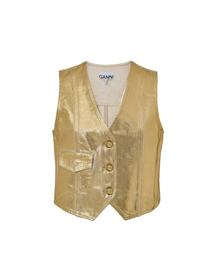 Ganni Gold Cotton Sleveless Jacket