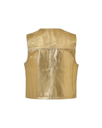 Ganni Gold Cotton Sleveless Jacket