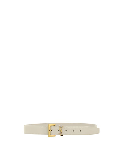 Saint Laurent White Calf Leather Bos Taurus Regular Belt