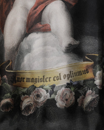 Dolce & Gabbana Black Cashmere Cherub Print Baroque Sweater