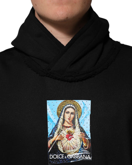 Dolce & Gabbana Black Printed Hoodie Crystal Embellished Jacket