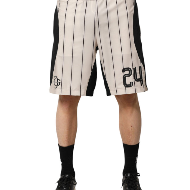 Dolce & Gabbana Off White Polyester DG Logo Sweatshorts Shorts