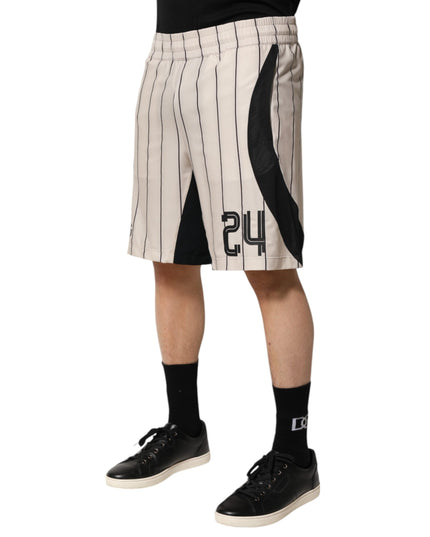 Dolce & Gabbana Off White Polyester DG Logo Sweatshorts Shorts