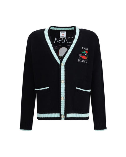 Casablanca Black Merino Wool Cardigan