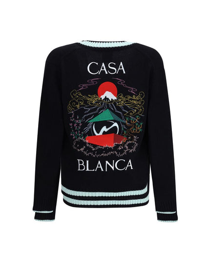 Casablanca Black Merino Wool Cardigan