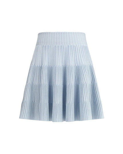 Balmain Light Blue Viscose Mini Skirt