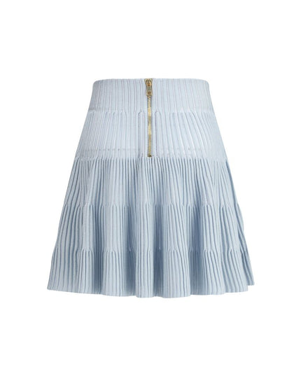 Balmain Light Blue Viscose Mini Skirt