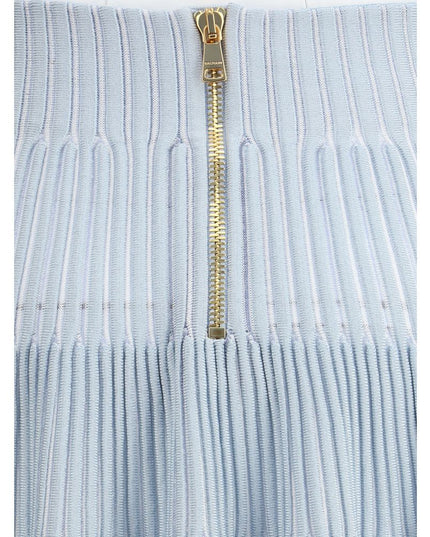 Balmain Light Blue Viscose Mini Skirt