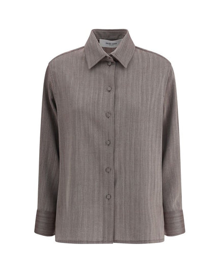 Golden Goose Brown Fleece Wool Dress Shirt
